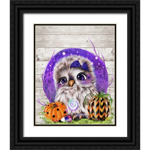 Sweet Halloween Owl Black Ornate Wood Framed Art Print with Double Matting by Sheena Pike Art