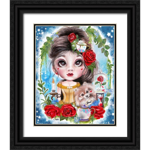 A Beauty and her Beast  Black Ornate Wood Framed Art Print with Double Matting by Sheena Pike Art