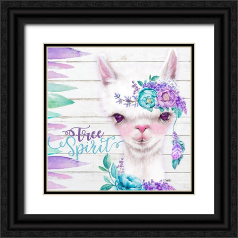 Boho Llama Free Spirit Black Ornate Wood Framed Art Print with Double Matting by Sheena Pike Art