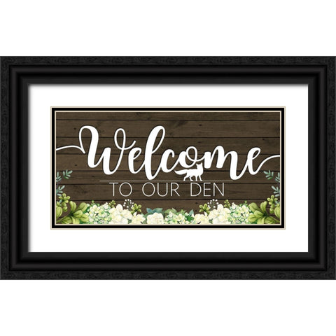 Welcome to Our Den Fox Black Ornate Wood Framed Art Print with Double Matting by Sheena Pike Art