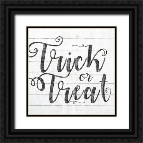 Trick Or Treat Black Text Black Ornate Wood Framed Art Print with Double Matting by Sheena Pike Art
