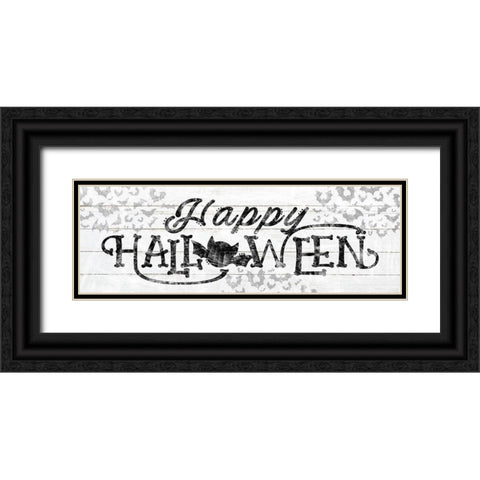 Happy Halloween Bats Black Ornate Wood Framed Art Print with Double Matting by Sheena Pike Art