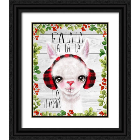 Fa La La Llama Black Ornate Wood Framed Art Print with Double Matting by Sheena Pike Art