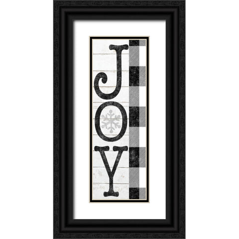 Joy Black and White Plaid Black Ornate Wood Framed Art Print with Double Matting by Sheena Pike Art