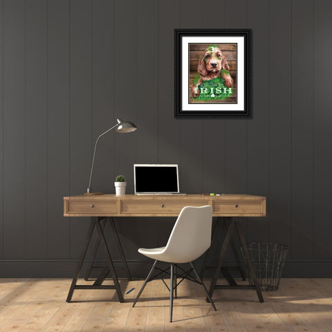 Kiss me Im Irish Puppy Black Ornate Wood Framed Art Print with Double Matting by Sheena Pike Art