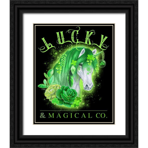 Lucky and Magical Co Unicorn Black Ornate Wood Framed Art Print with Double Matting by Sheena Pike Art