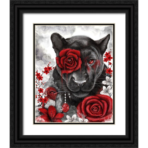 Ruby Rose Panther Black Ornate Wood Framed Art Print with Double Matting by Sheena Pike Art