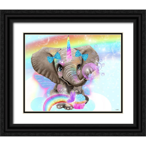 Elephant Corns Love Cupcakes Black Ornate Wood Framed Art Print with Double Matting by Sheena Pike Art