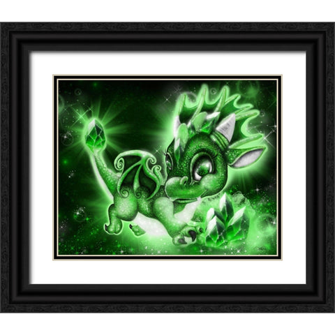 May - Emerald - Birthstone Lil Dragonz Black Ornate Wood Framed Art Print with Double Matting by Sheena Pike Art