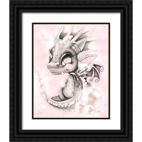 June - Pearl - Birthstone Lil Dragonz Black Ornate Wood Framed Art Print with Double Matting by Sheena Pike Art