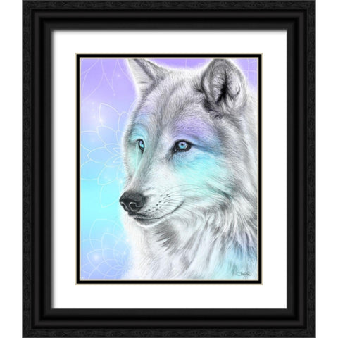 Pastel Dream Wolf Black Ornate Wood Framed Art Print with Double Matting by Sheena Pike Art