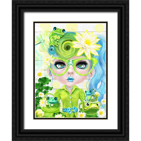 Frog Loving Felecia - Munchkinz Black Ornate Wood Framed Art Print with Double Matting by Sheena Pike Art