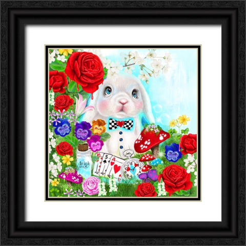 The White Rabbit Black Ornate Wood Framed Art Print with Double Matting by Sheena Pike Art