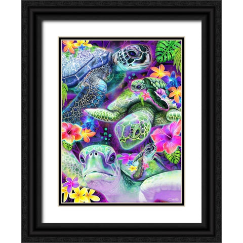 Day Dream Sea Turtles Black Ornate Wood Framed Art Print with Double Matting by Sheena Pike Art