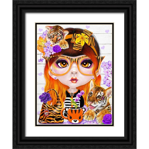Tiger loving Tessa Munchkinz Black Ornate Wood Framed Art Print with Double Matting by Sheena Pike Art