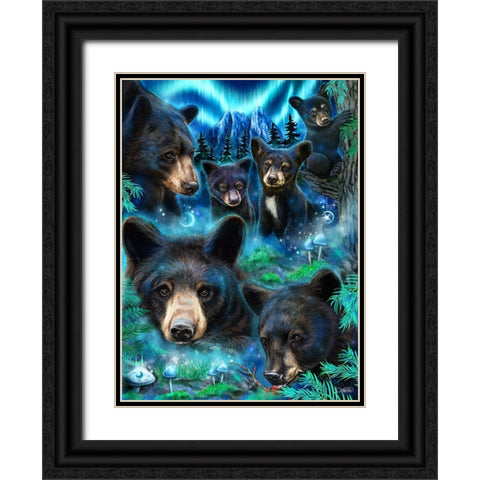 Daydream Moonlit Black Bears Black Ornate Wood Framed Art Print with Double Matting by Sheena Pike Art