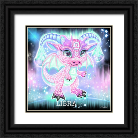 Zodiac Lil Dragonz Libra Black Ornate Wood Framed Art Print with Double Matting by Sheena Pike Art