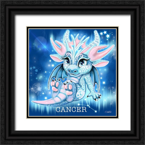 Zodiac Lil Dragonz Cancer Black Ornate Wood Framed Art Print with Double Matting by Sheena Pike Art