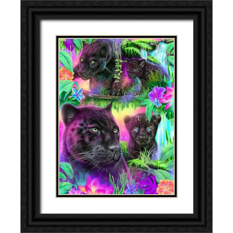 Daydream Panthers Black Ornate Wood Framed Art Print with Double Matting by Sheena Pike Art