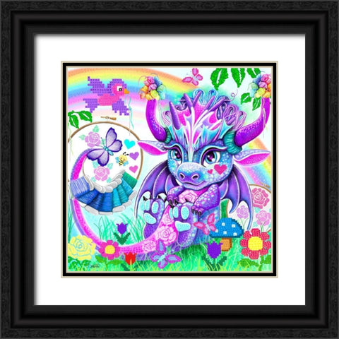 Hobby Dragonz Cross-stitch Black Ornate Wood Framed Art Print with Double Matting by Sheena Pike Art