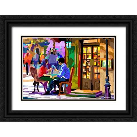 Coffee House Black Ornate Wood Framed Art Print with Double Matting by Pansanit, Surapol