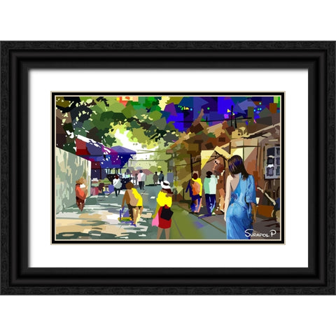 Small Town House Black Ornate Wood Framed Art Print with Double Matting by Pansanit, Surapol