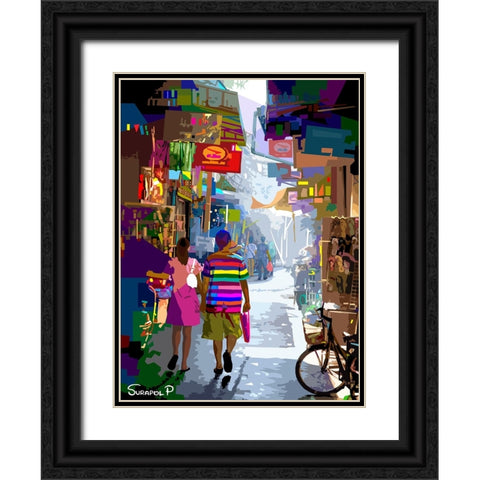 Alley In The City Black Ornate Wood Framed Art Print with Double Matting by Pansanit, Surapol