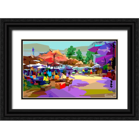 Border Market Black Ornate Wood Framed Art Print with Double Matting by Pansanit, Surapol
