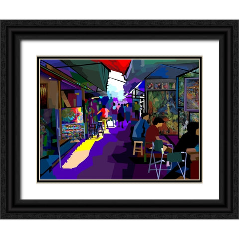 City Corner Art Black Ornate Wood Framed Art Print with Double Matting by Pansanit, Surapol