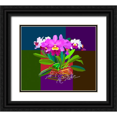 Cattleya Orchid Black Ornate Wood Framed Art Print with Double Matting by Pansanit, Surapol