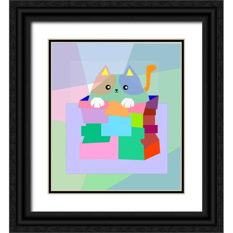 THE CAT 001 Black Ornate Wood Framed Art Print with Double Matting by Pansanit, Surapol