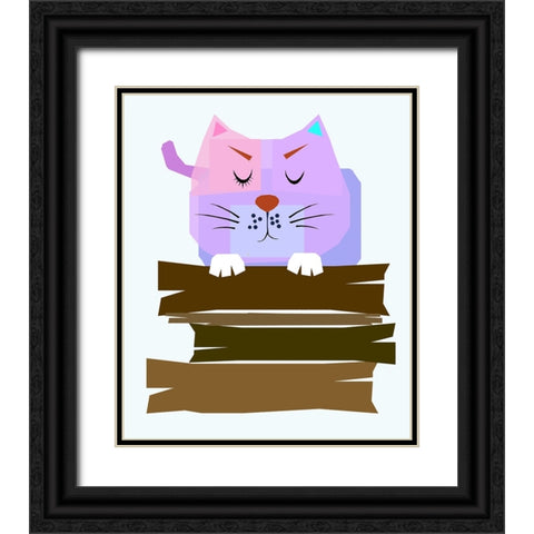 THE CAT 002 Black Ornate Wood Framed Art Print with Double Matting by Pansanit, Surapol
