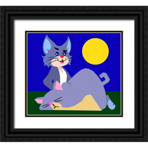 The Cat 004 Black Ornate Wood Framed Art Print with Double Matting by Pansanit, Surapol