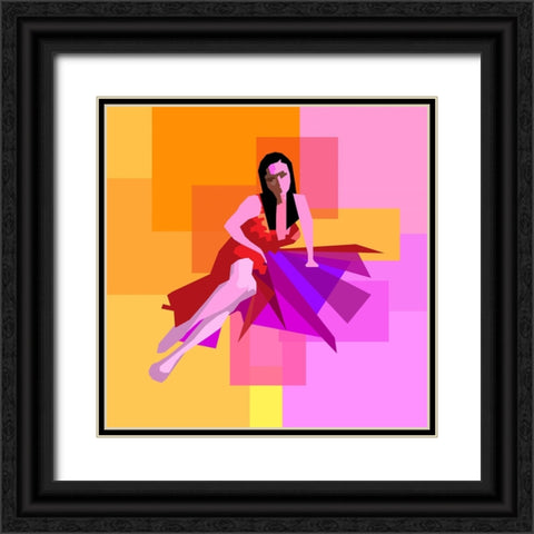 Female001 Black Ornate Wood Framed Art Print with Double Matting by Pansanit, Surapol