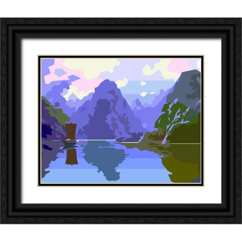 Water and Mountains Black Ornate Wood Framed Art Print with Double Matting by Pansanit, Surapol
