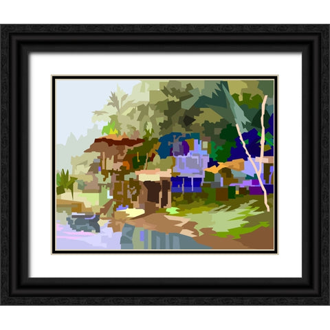 Waterfront House Black Ornate Wood Framed Art Print with Double Matting by Pansanit, Surapol