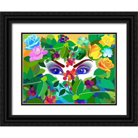 My Flowers - Eyes Black Ornate Wood Framed Art Print with Double Matting by Pansanit, Surapol