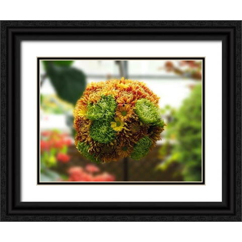 Chrysanthemum Bouquet Black Ornate Wood Framed Art Print with Double Matting by Bonin, Suzanne