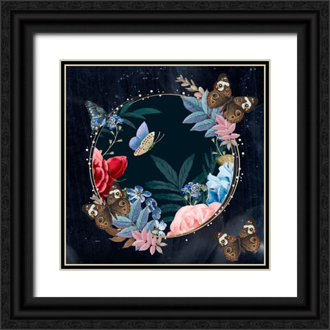 Bunches Of Butterflies Black Ornate Wood Framed Art Print with Double Matting by The Font Diva