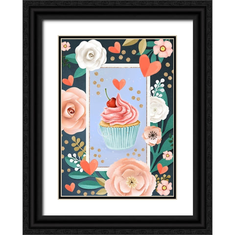 Cherry On Top Black Ornate Wood Framed Art Print with Double Matting by The Font Diva