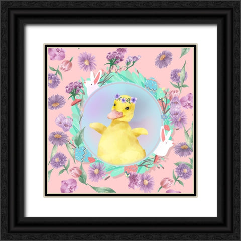 Darling Duckling Black Ornate Wood Framed Art Print with Double Matting by The Font Diva
