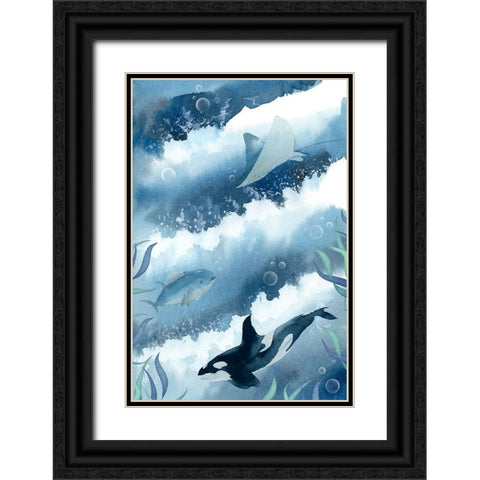 Deep Sea Diving Black Ornate Wood Framed Art Print with Double Matting by The Font Diva