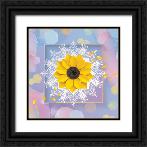 Get Happy Black Ornate Wood Framed Art Print with Double Matting by The Font Diva