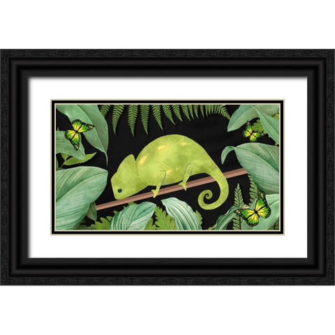 Not Easy Being Green Black Ornate Wood Framed Art Print with Double Matting by The Font Diva