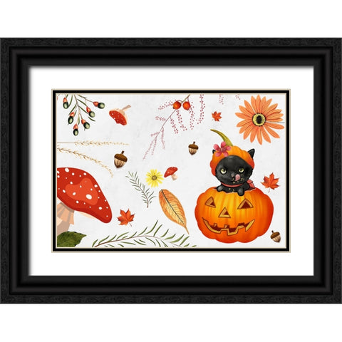 Pumpkin Hazel Black Ornate Wood Framed Art Print with Double Matting by The Font Diva