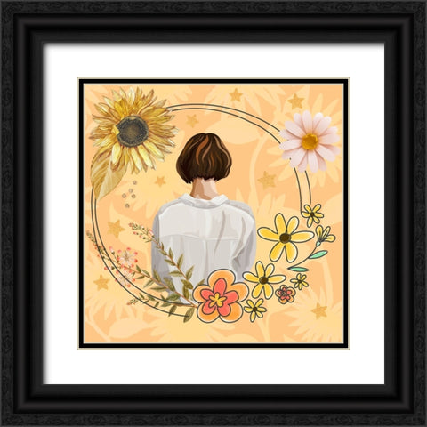 Beanie Black Ornate Wood Framed Art Print with Double Matting by The Font Diva