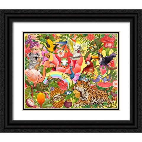 Jungle Jam Black Ornate Wood Framed Art Print with Double Matting by The Font Diva