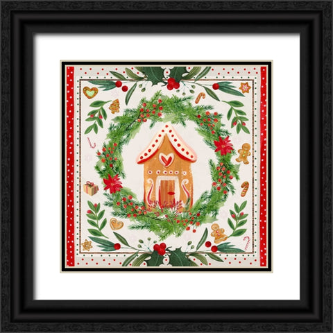 Holly Holiday Black Ornate Wood Framed Art Print with Double Matting by The Font Diva
