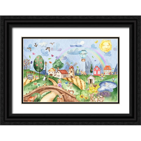 Over the Hill and Far Away Black Ornate Wood Framed Art Print with Double Matting by The Font Diva