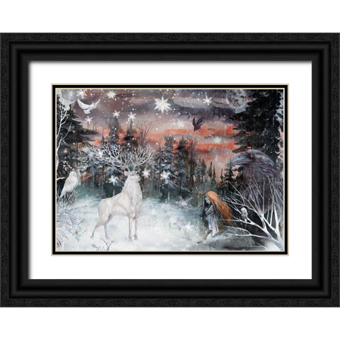 Iris Black Ornate Wood Framed Art Print with Double Matting by The Font Diva